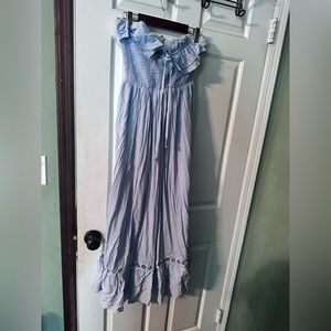 Blue strapless summer dress